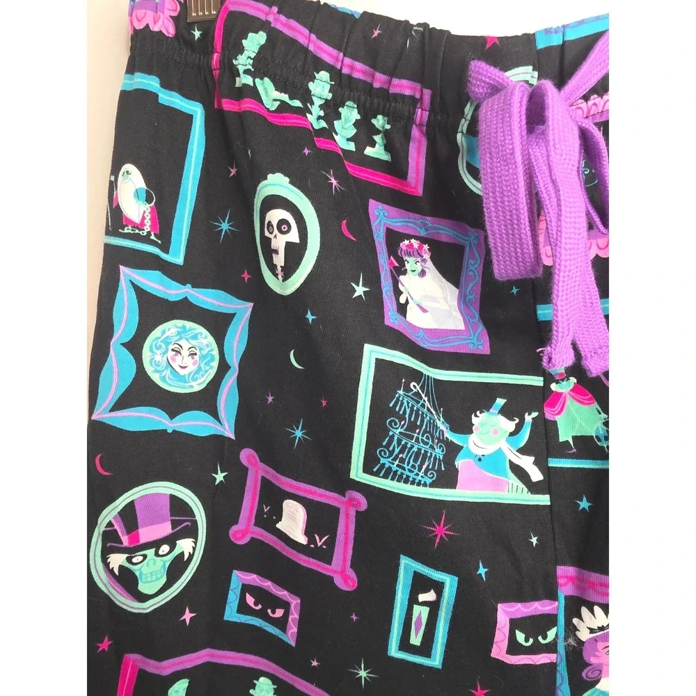 Disney Haunted Mansion Pajama Shorts Black Portrait Print 2X Glow In Dark - Picture 3 of 7